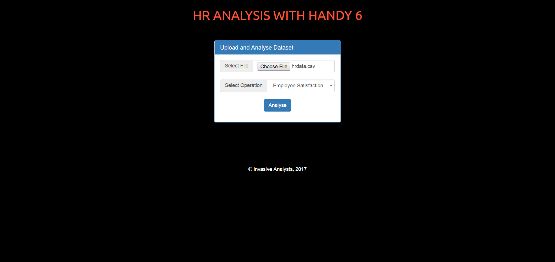 Upload and Analyse Screen